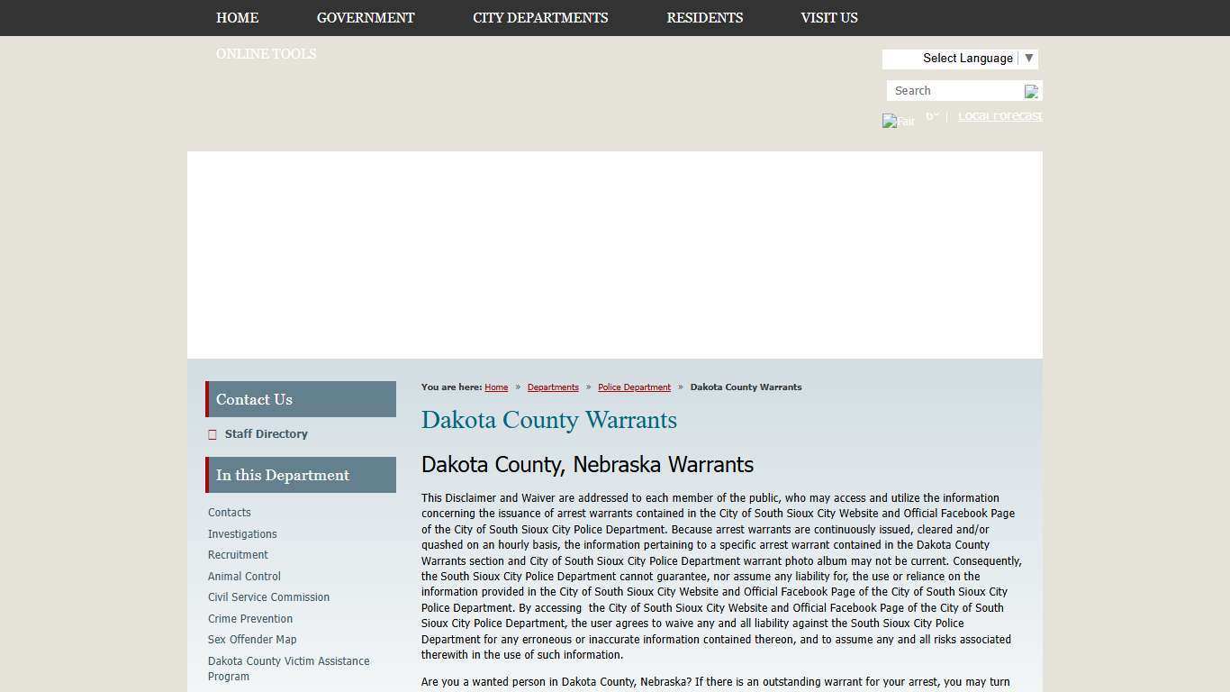 Dakota County Warrants / South Sioux City, NE